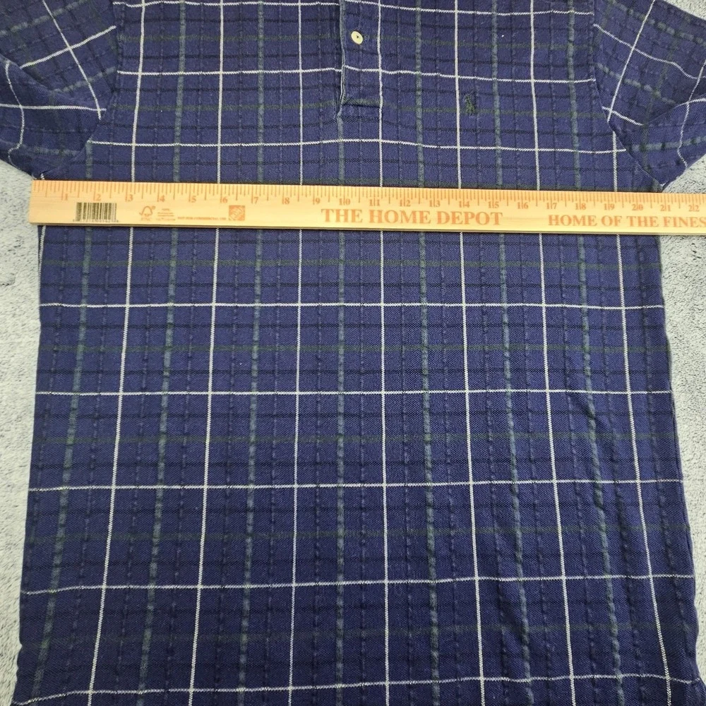Vintage Polo Ralph Lauren Mens Large Windowpane Plaid Polo Shirt Made In USA Ivy